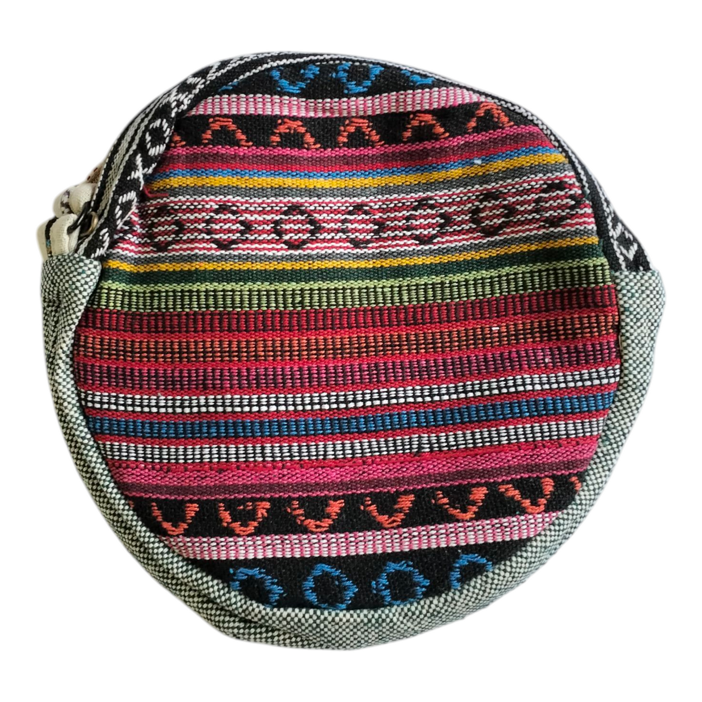 Handcrafted Shantiniketan Round Cotton Sling Bag – Made with Pure Hemp
