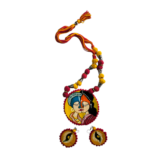 Handmade Shantiniketan Necklace & Earring Combo – Bengali Traditional Jewellery Set for Women