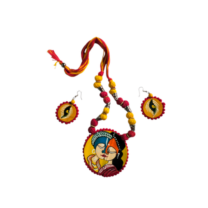 Handmade Shantiniketan Necklace & Earring Combo – Bengali Traditional Jewellery Set for Women