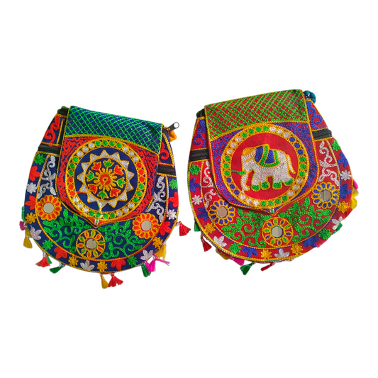 Handcrafted Shantiniketan Artwork Sling Bag Set for Women – Traditional Ethnic Design (Pack of 2)