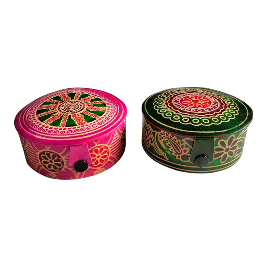 Traditional Shantiniketan Handcrafted Jewellery Box for Women Small Size Pack of 2