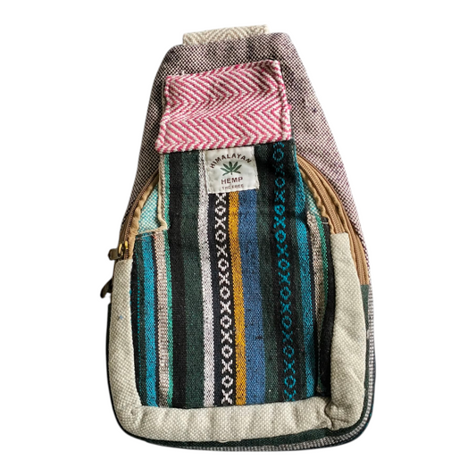 Handmade Shantiniketan Cotton Mini Crossbody Bag – Vintage Indian Sling & Himalayan Hemp Fusion for Women