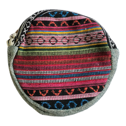 Handcrafted Shantiniketan Round Cotton Sling Bag – Made with Pure Hemp