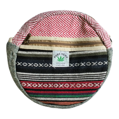 Handcrafted Shantiniketan Round Cotton Sling Bag – Made with Pure Hemp
