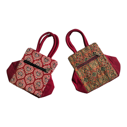 Shantiniketan Art Mini Handbags – Traditional Cotton Bag Combo (2 pcs)
