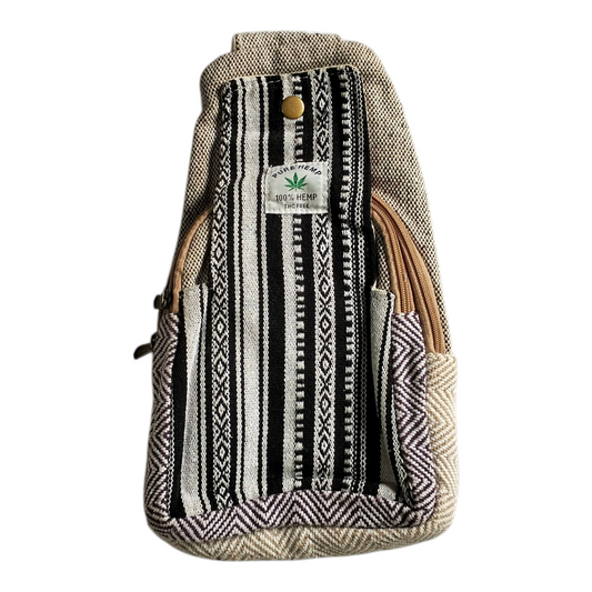 Handmade Shantiniketan Cotton Mini Crossbody Bag – Vintage Indian Sling & Himalayan Hemp Fusion for Women