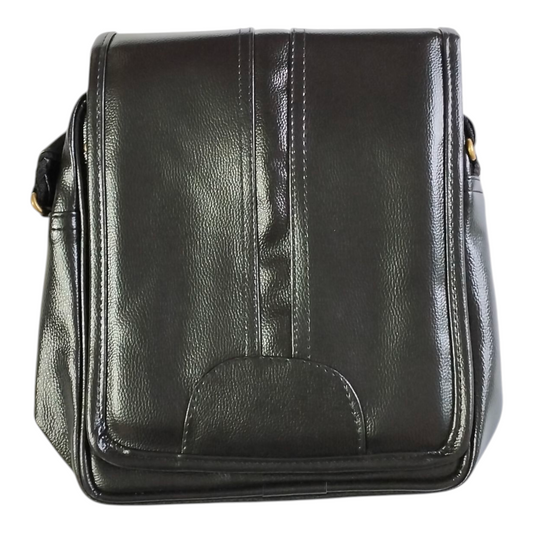 Premium Shantiniketan Leather Sling Bag – Elegant Black Handcrafted Shoulder Bag for Women & Men