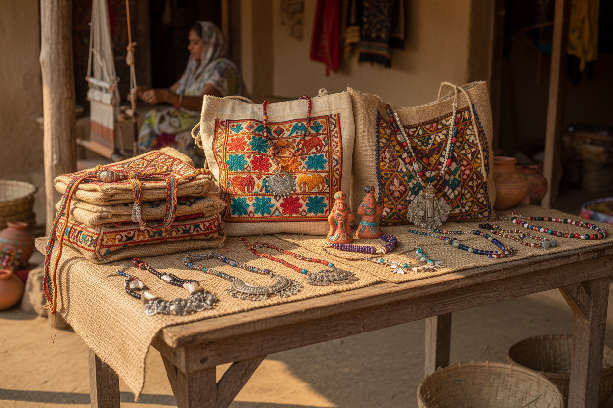 handicraft(bags,jewellery etc.) by village artisan